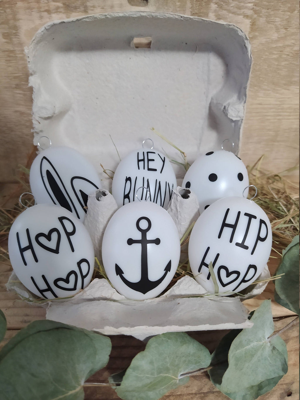 personalisierte Ostereier 6er Set Osterdeko Ostereier mit Namen im Karton Geschenk