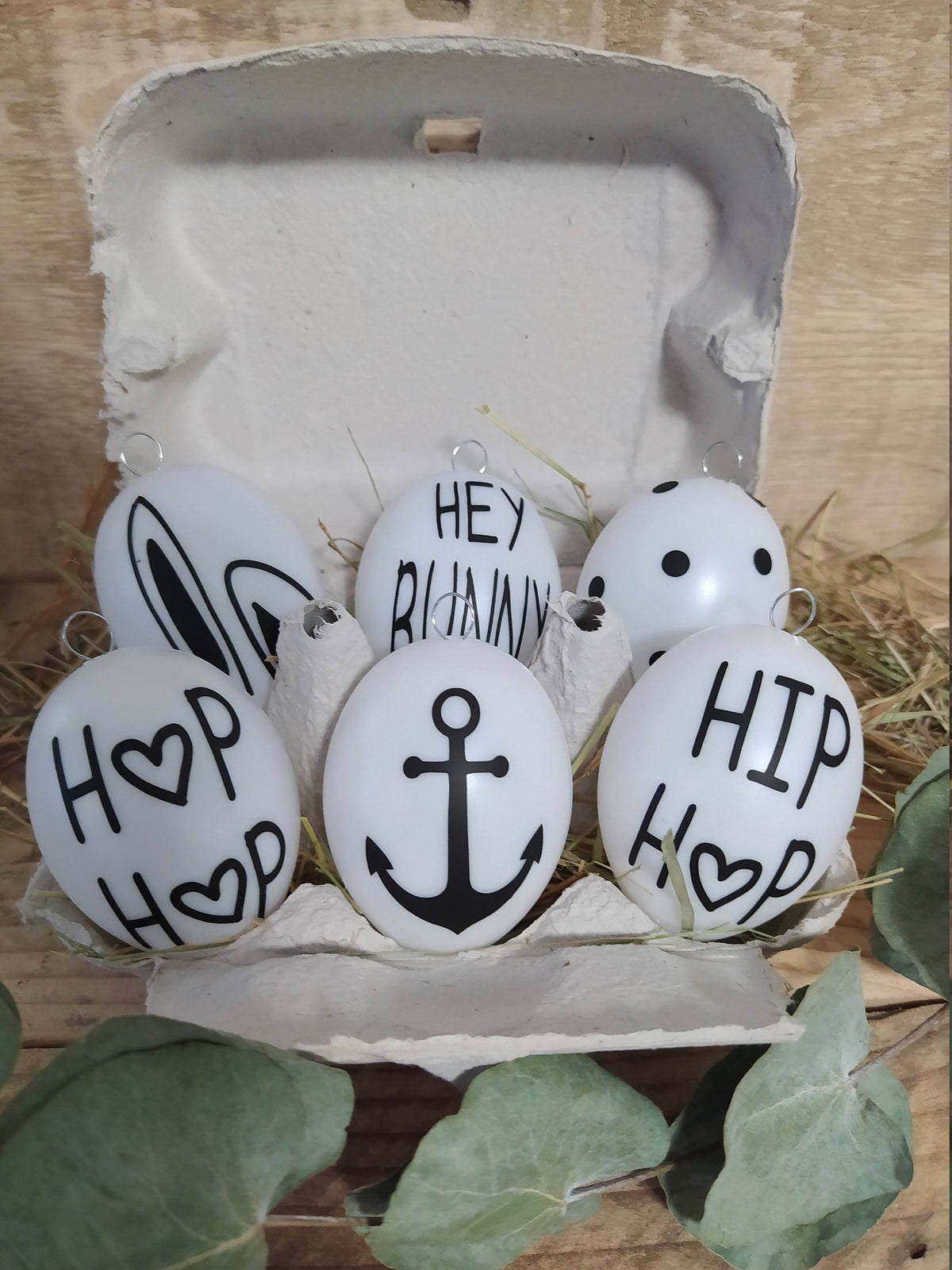 personalisierte Ostereier 6er Set Osterdeko Ostereier mit Namen im Karton Geschenk