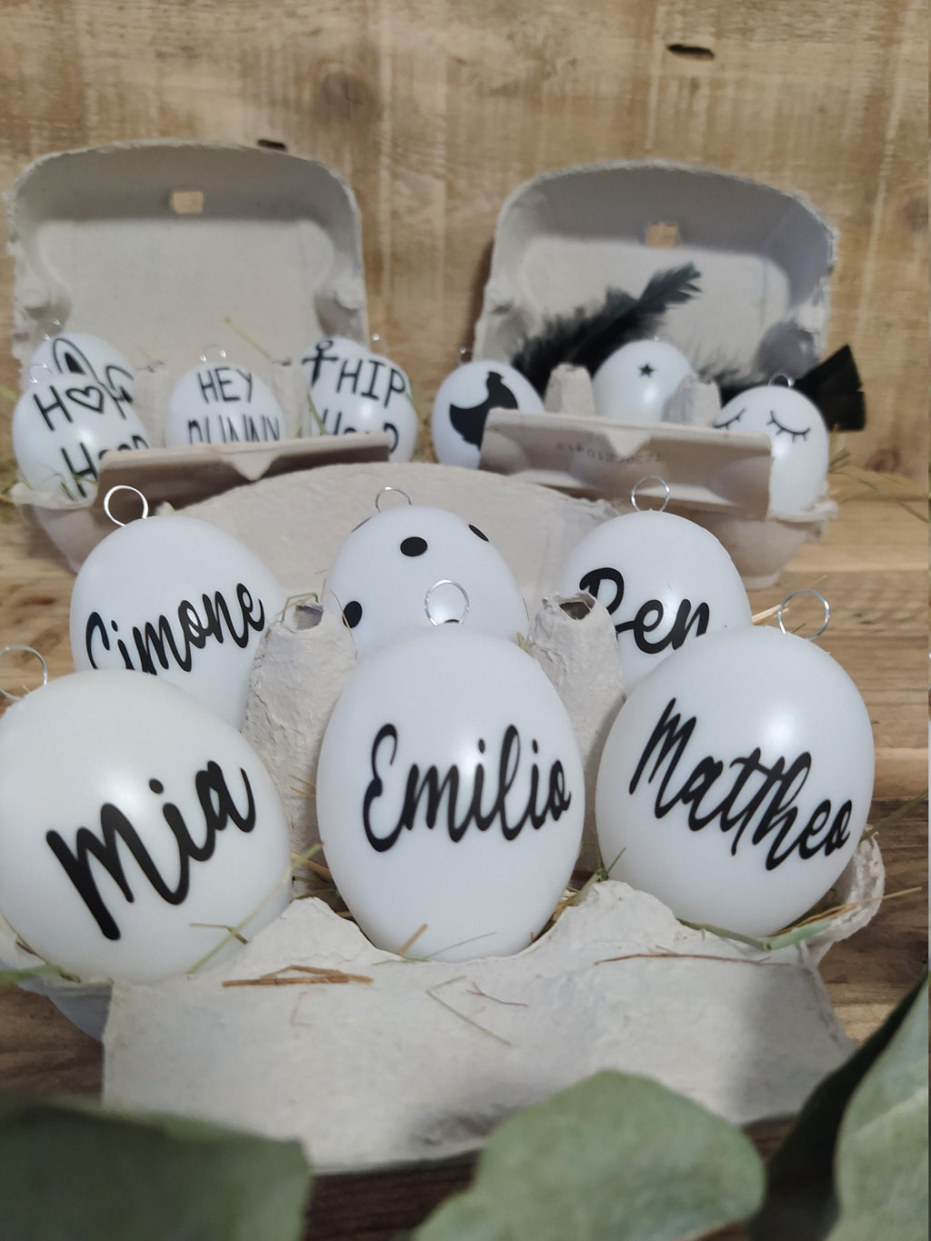 personalisierte Ostereier 6er Set Osterdeko Ostereier mit Namen im Karton Geschenk