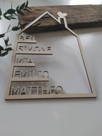 Holzhaus personalisiert 37cm | Familie | Haus mit Namen | Geschenk | Türkranz