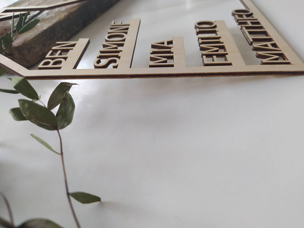 Holzhaus personalisiert 37cm | Familie | Haus mit Namen | Geschenk | Türkranz