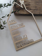 Holzhaus personalisiert | Familie | Haus mit Namen | Geschenk | Türkranz