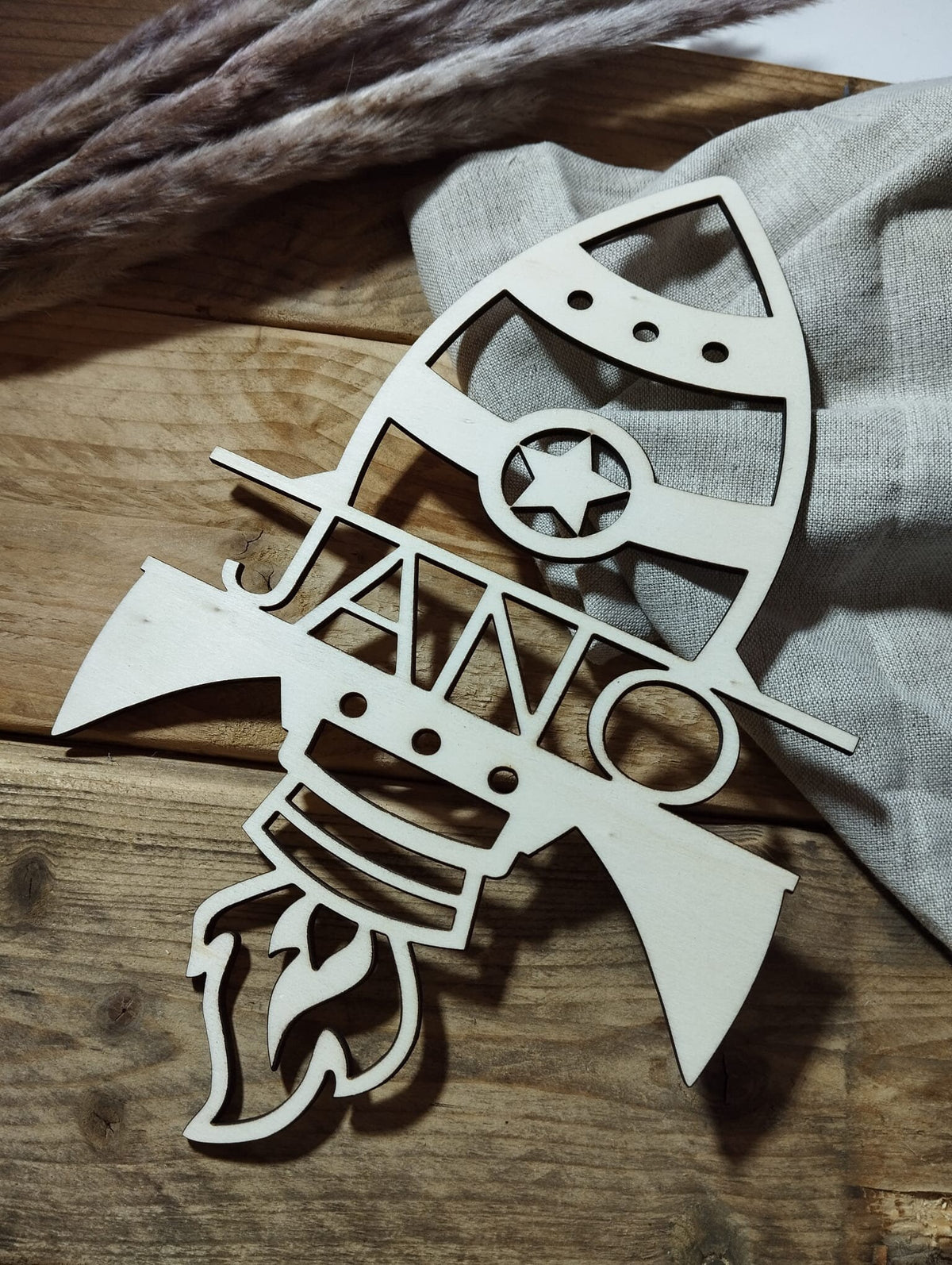 Namensschild Kinderzimmer Rakete | Türschild | Holzschild personalisiert | Wanddekoration | Schriftzug | Deko