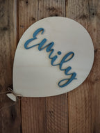 Namensschild Kinderzimmer Ballon | Türschild Luftballon Wanddekoration | Personalisiertes Holzschild mit Namen für Babyzimmer, Geburt