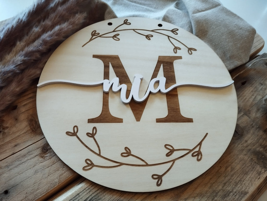Namensschild rund Kinderzimmer | Geschenk zur Geburt | Türschild | Holzschild personalisiert | Wanddekoration | Babyzimmer | Holzdeko