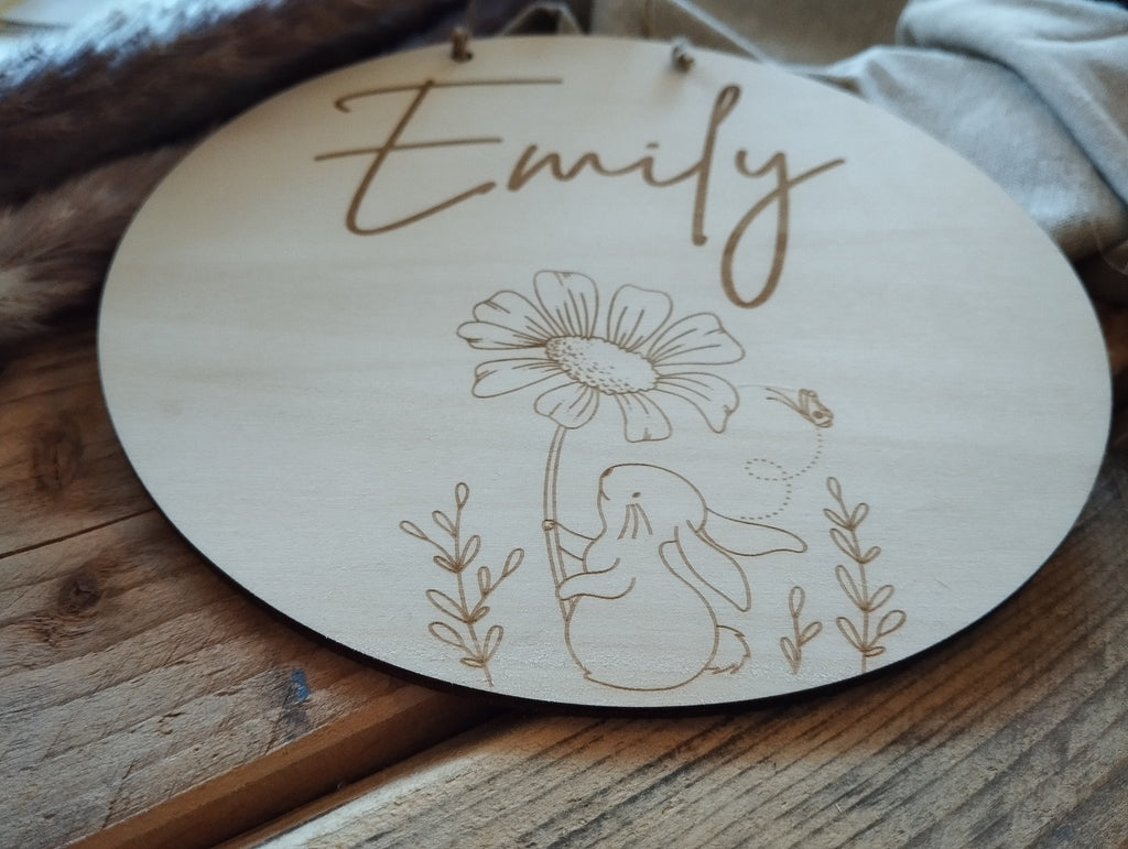 Namensschild rund Kinderzimmer Tiere | Geschenk zur Geburt | Türschild | Holzschild personalisiert | Wanddekoration | Babyzimmer | Holzdeko