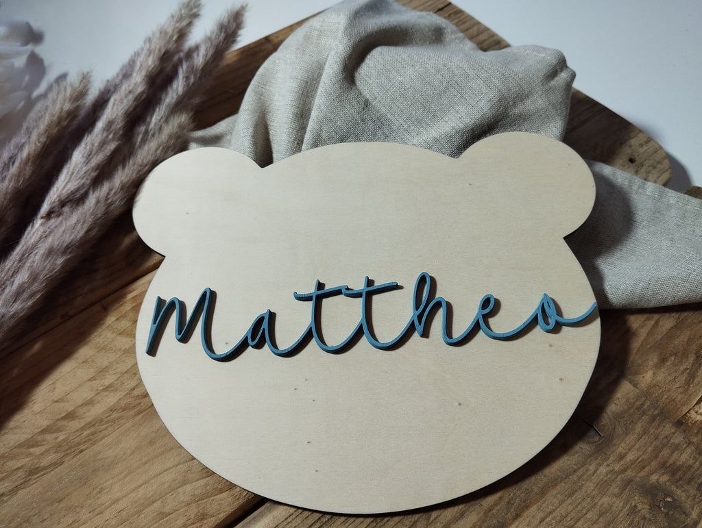 Namensschild Bär Wolke Kinderzimmer | Geschenk zur Geburt | Türschild | Holzschild personalisiert | Wanddekoration | Babyzimmer | Name