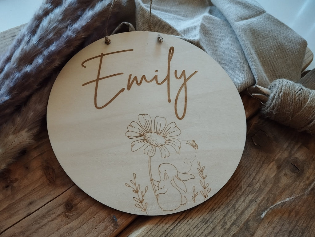 Namensschild rund Kinderzimmer Tiere | Geschenk zur Geburt | Türschild | Holzschild personalisiert | Wanddekoration | Babyzimmer | Holzdeko