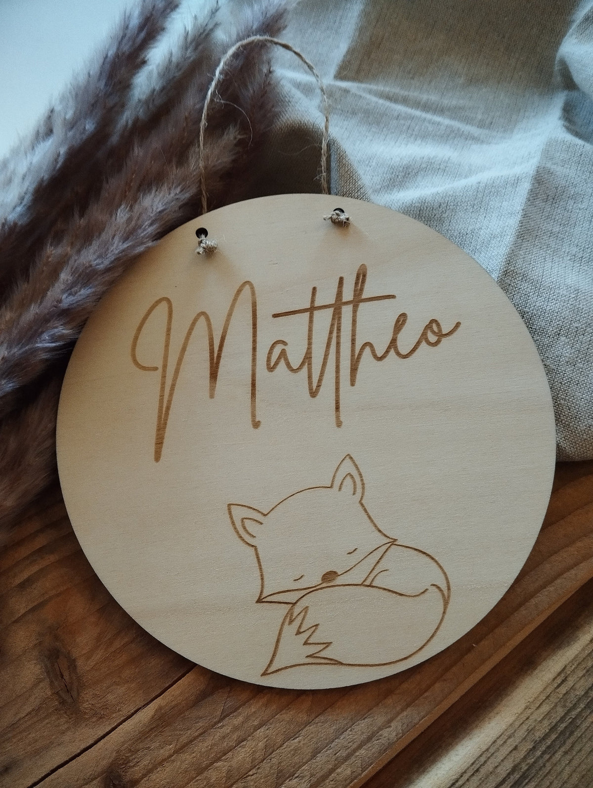 Namensschild rund Kinderzimmer Tiere | Geschenk zur Geburt | Türschild | Holzschild personalisiert | Wanddekoration | Babyzimmer | Holzdeko
