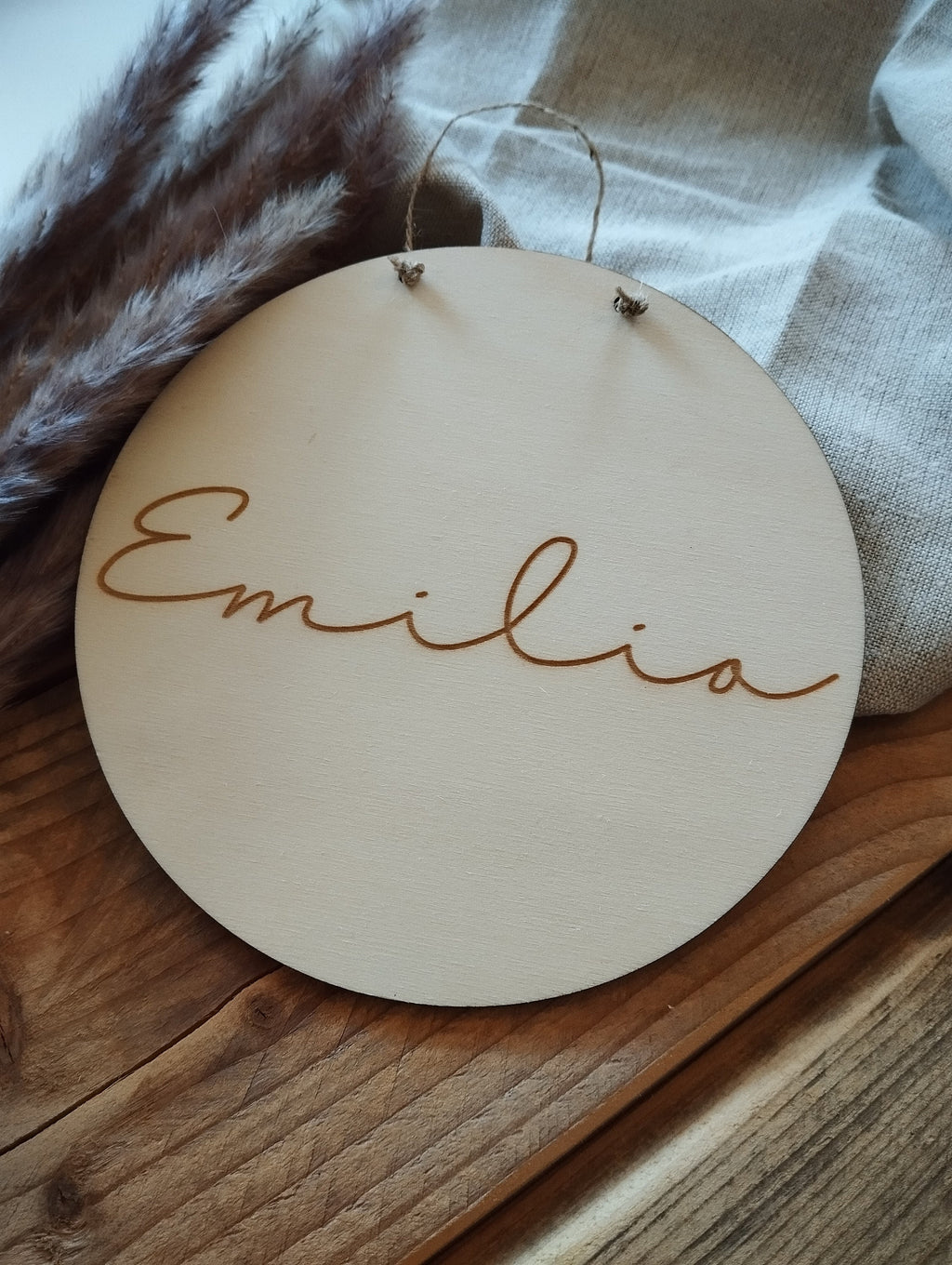 Namensschild rund Kinderzimmer schlicht | Geschenk zur Geburt | Türschild | Holzschild personalisiert | Wanddekoration | Babyzimmer | Name
