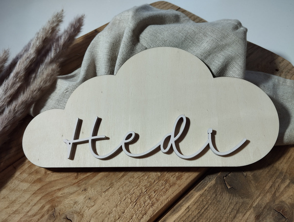 Namensschild Bär Wolke Kinderzimmer | Geschenk zur Geburt | Türschild | Holzschild personalisiert | Wanddekoration | Babyzimmer | Name