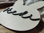 Namensschild Hase Kinderzimmer | Geschenk zur Geburt | Türschild | Holzschild personalisiert | Wanddeko Schriftzug | Babyzimmer | Name