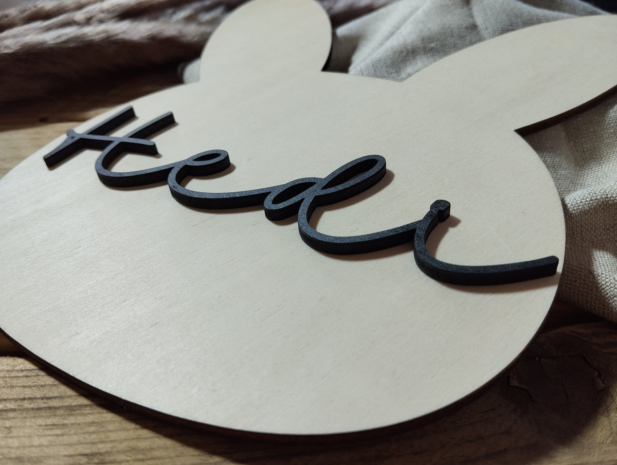 Namensschild Hase Kinderzimmer | Geschenk zur Geburt | Türschild | Holzschild personalisiert | Wanddeko Schriftzug | Babyzimmer | Name
