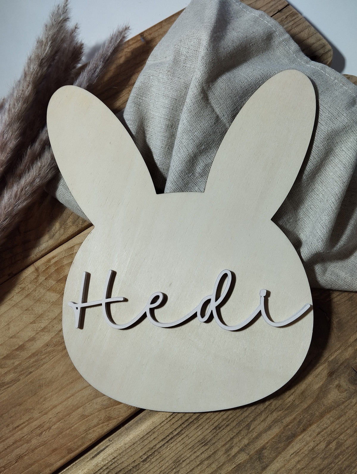 Namensschild Hase Kinderzimmer | Geschenk zur Geburt | Türschild | Holzschild personalisiert | Wanddeko Schriftzug | Babyzimmer | Name