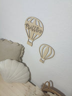 Heißluftballons mit Namen aus Holz, personalisierte Wanddekoration für Kinderzimmer, Türschild, Holzdeko, Geschenk zur Geburt, Taufe