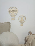 Heißluftballons mit Namen aus Holz, personalisierte Wanddekoration für Kinderzimmer, Türschild, Holzdeko, Geschenk zur Geburt, Taufe