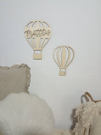 Heißluftballons mit Namen aus Holz, personalisierte Wanddekoration für Kinderzimmer, Türschild, Holzdeko, Geschenk zur Geburt, Taufe