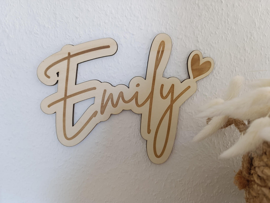 Türschild Personalisiert aus Holz – Individuelles Namensschild für Kinderzimmer mit Wunschname Wanddeko Türschild mit Herz