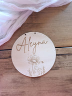 Namensschild rund Kinderzimmer Tiere | Geschenk zur Geburt | Türschild | Holzschild personalisiert | Wanddekoration | Babyzimmer | Holzdeko