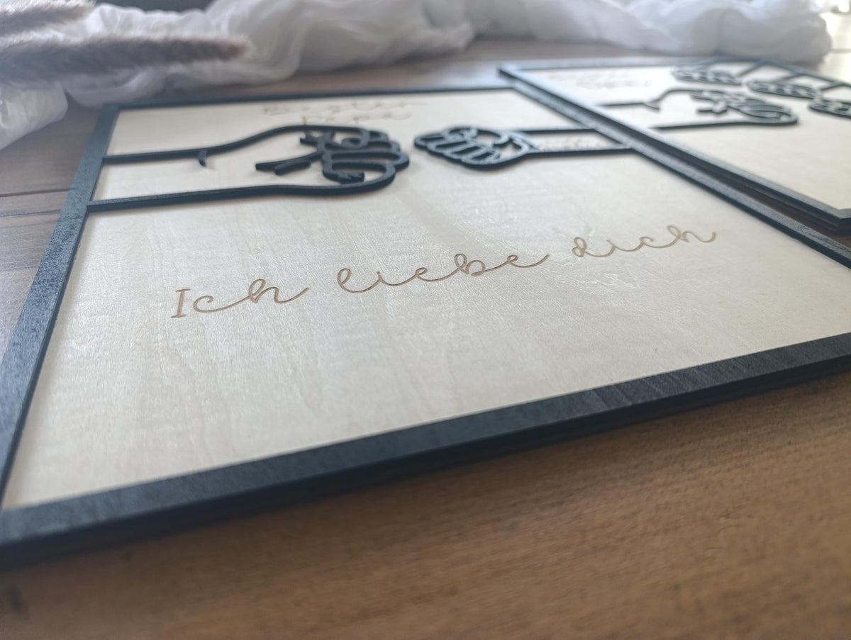 Bester Papa Bester Opa personalisiertes Holzbild 23cm hoch Fäuste mit Kindern und Enkelkindern