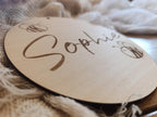 Namensschild rund Kinderzimmer Biene | Geschenk zur Geburt | Türschild | Holzschild personalisiert | Wanddekoration | Babyzimmer | Name
