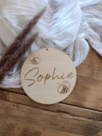 Namensschild rund Kinderzimmer Biene | Geschenk zur Geburt | Türschild | Holzschild personalisiert | Wanddekoration | Babyzimmer | Name