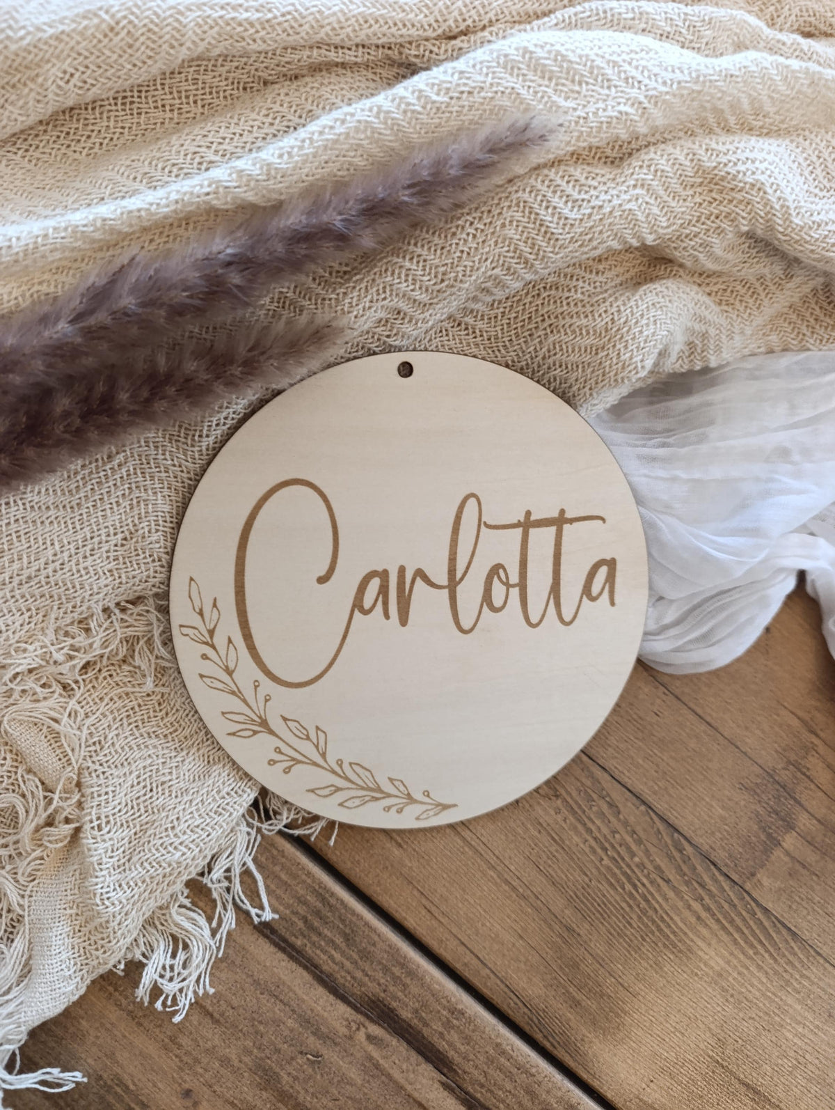 Namensschild rund personalisiert Kinderzimmer Floral Türschild Holzschild Wanddekoration Babyzimmer Geschenk Geburt Sterne Holzscheibe