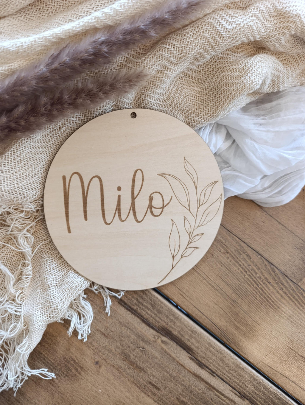 Namensschild rund personalisiert Kinderzimmer Pflanze Türschild Holzschild Wanddekoration Babyzimmer Geschenk Geburt Holzscheibe