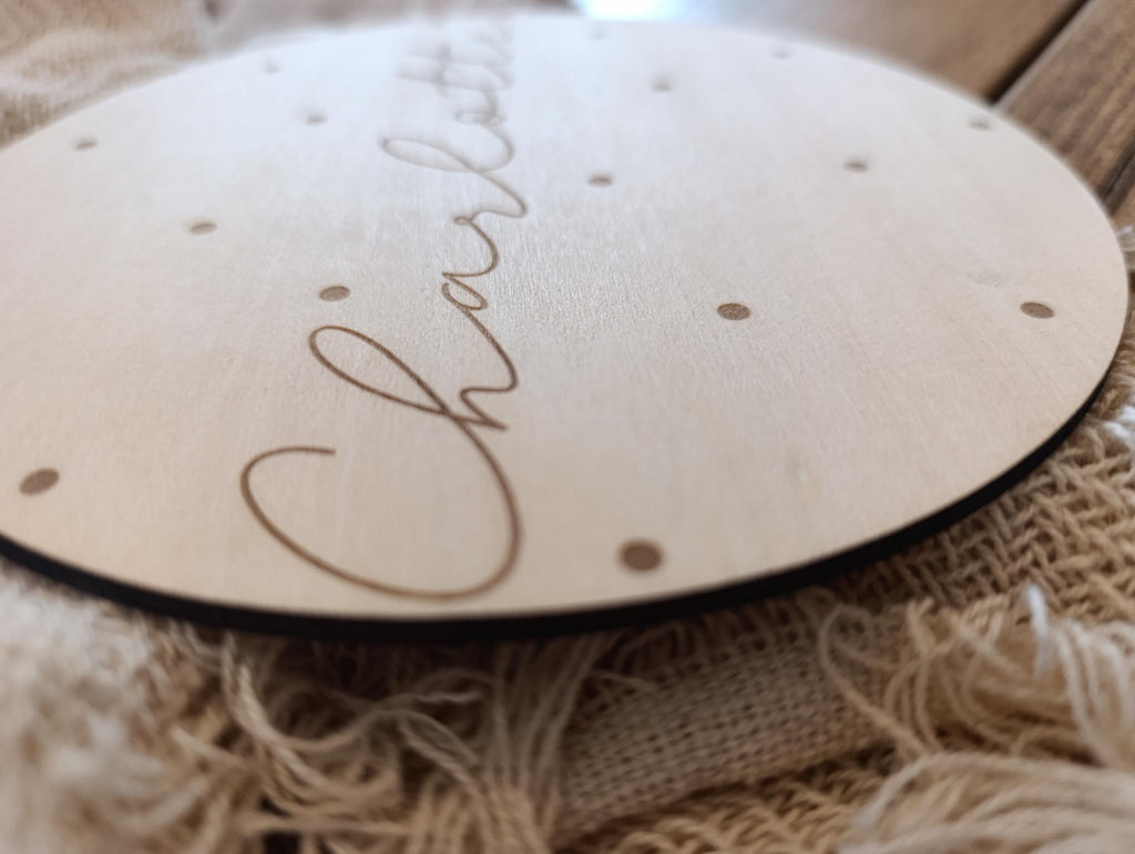 Namensschild rund personalisiert Kinderzimmer Punkte Türschild Holzschild Wanddekoration Babyzimmer Geschenk Geburt Sterne Holzscheibe