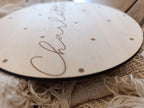 Namensschild rund personalisiert Kinderzimmer Punkte Türschild Holzschild Wanddekoration Babyzimmer Geschenk Geburt Sterne Holzscheibe