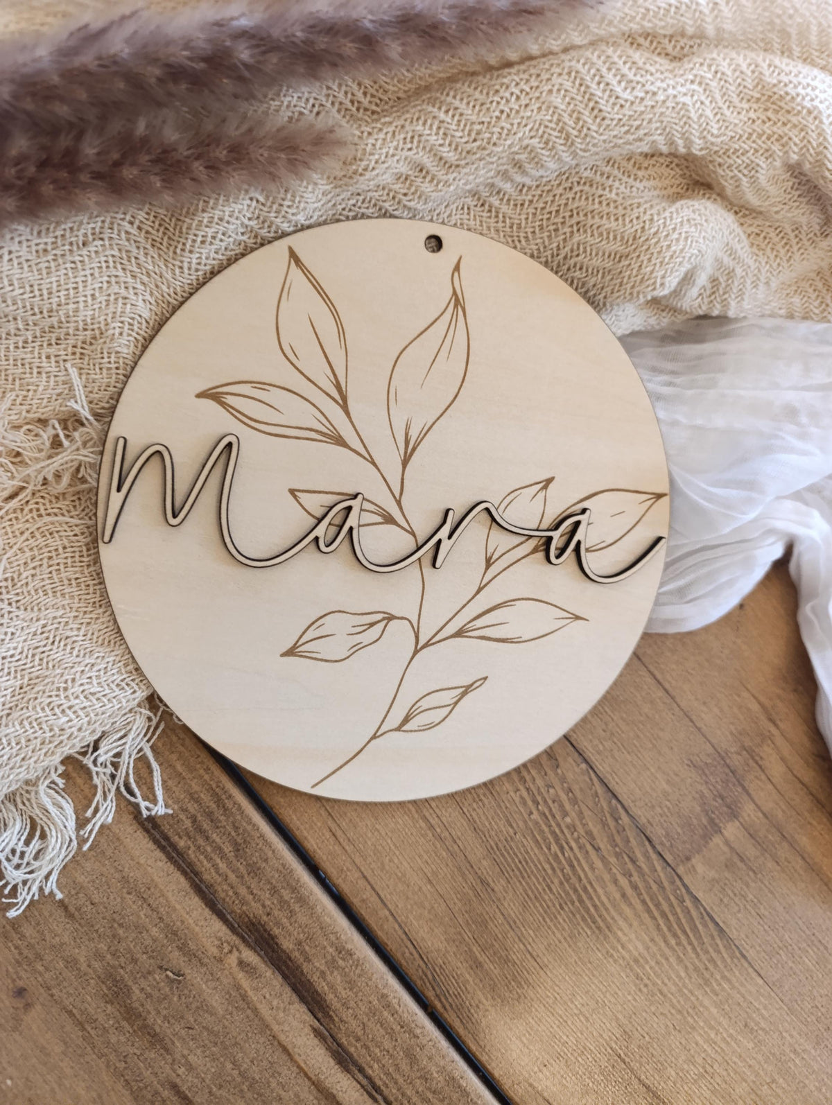 Namensschild Kranz personalisiert 3D Kinderzimmer Floral Schriftzug Türschild Holzschild Wanddeko Babyzimmer Geschenk Geburt Holzscheibe