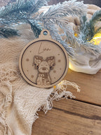 Weihnachtskugeln Elch Personalisiert aus Holz - Christbaumkugel Personalisiertes Geschenk-Weihnachtsbaumdekoration-Weihnachtsdekoration