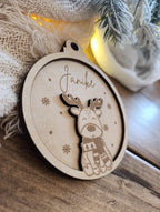 Weihnachtskugeln Elch Personalisiert aus Holz Christbaumkugel Personalisiertes Geschenk-Weihnachtsbaumdekoration-Weihnachtsdekoration