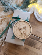 Weihnachtskugeln Elch Personalisiert aus Holz Christbaumkugel Personalisiertes Geschenk-Weihnachtsbaumdekoration-Weihnachtsdekoration
