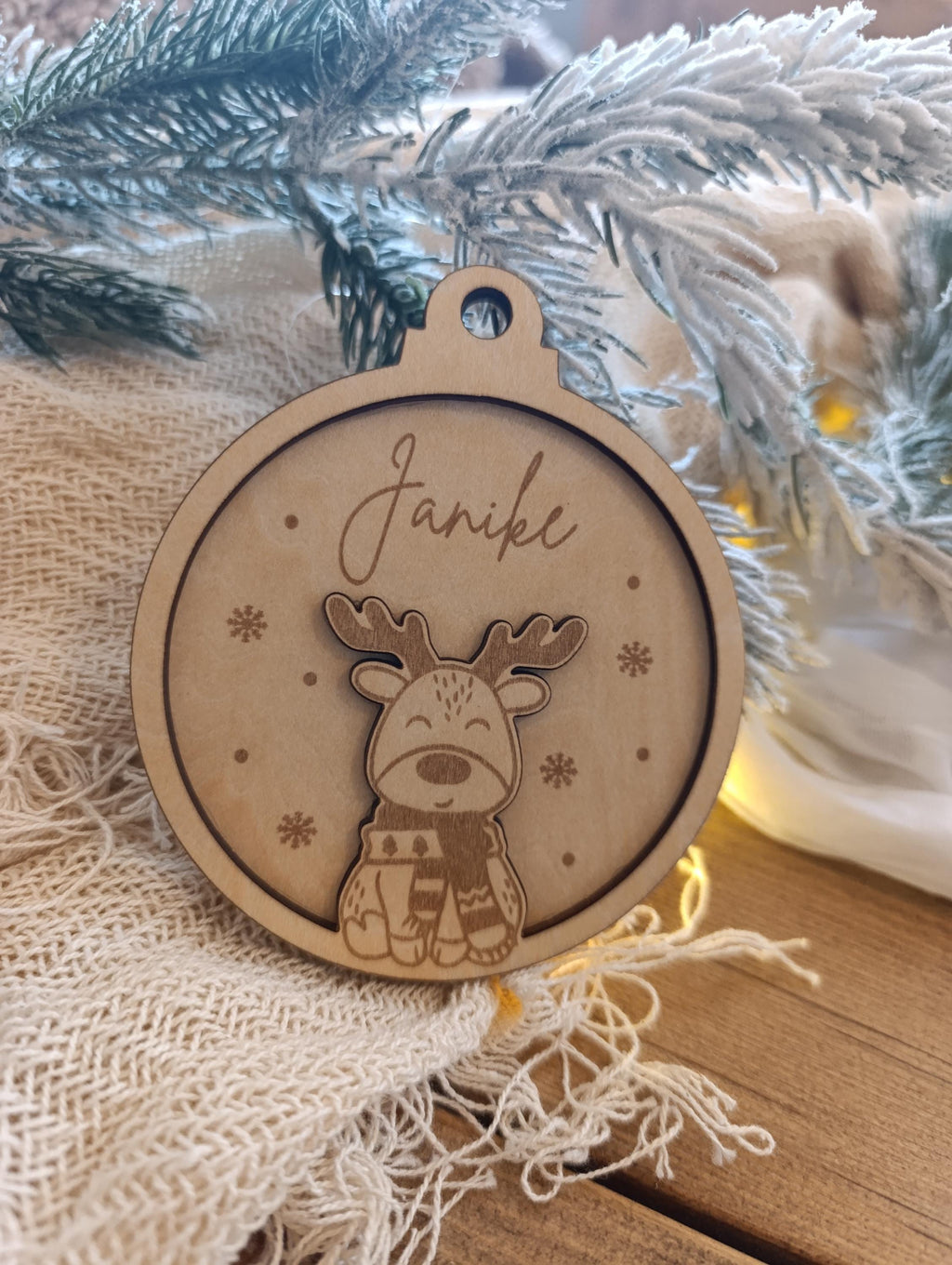 Weihnachtskugeln Elch Personalisiert aus Holz Christbaumkugel Personalisiertes Geschenk-Weihnachtsbaumdekoration-Weihnachtsdekoration