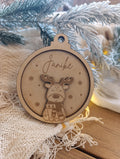Weihnachtskugeln Elch Personalisiert aus Holz Christbaumkugel Personalisiertes Geschenk-Weihnachtsbaumdekoration-Weihnachtsdekoration
