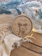 Weihnachtskugeln Elch Personalisiert aus Holz Christbaumkugel Personalisiertes Geschenk-Weihnachtsbaumdekoration-Weihnachtsdekoration