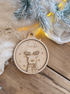 Weihnachtskugeln Elch Personalisiert aus Holz Christbaumkugel Personalisiertes Geschenk-Weihnachtsbaumdekoration-Weihnachtsdekoration
