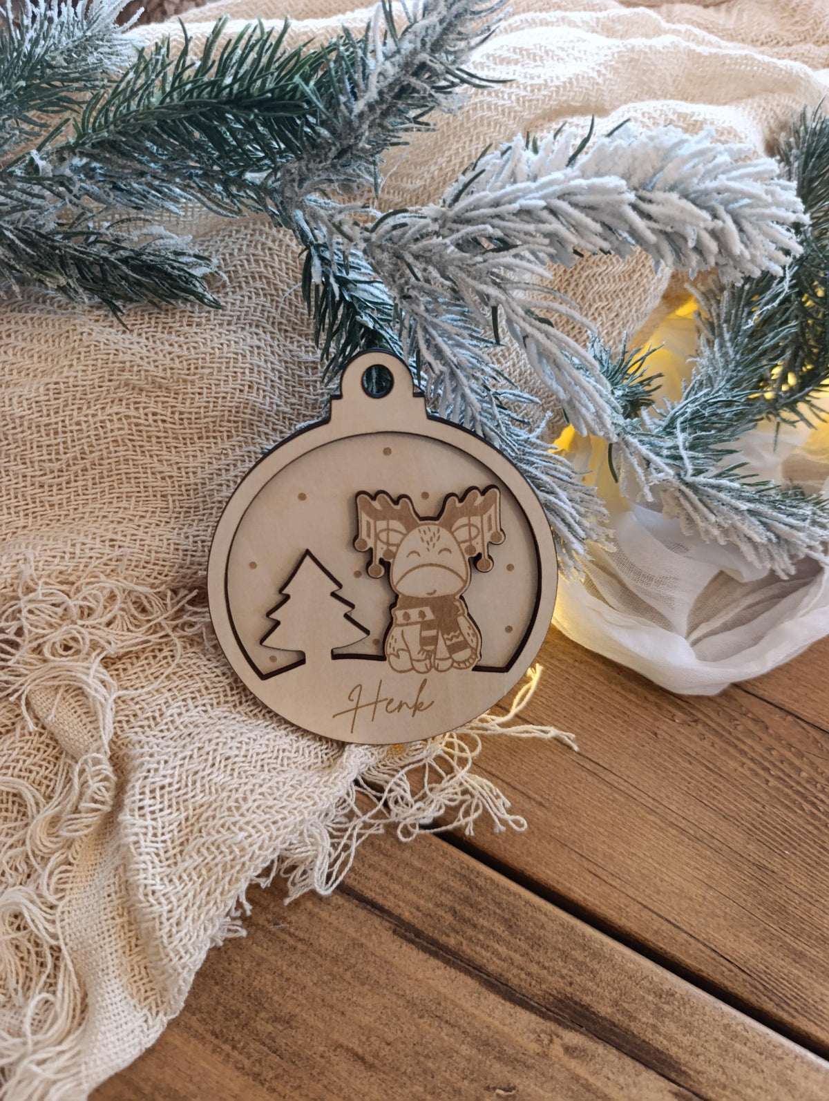 Weihnachtskugeln Elch Tannenbaum Personalisiert aus Holz Christbaumkugel Personalisiertes Geschenk-Weihnachtsbaumdekoration Weinachten