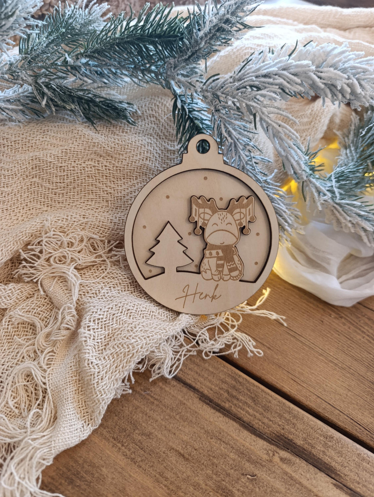 Weihnachtskugeln Elch Tannenbaum Personalisiert aus Holz Christbaumkugel Personalisiertes Geschenk-Weihnachtsbaumdekoration Weinachten