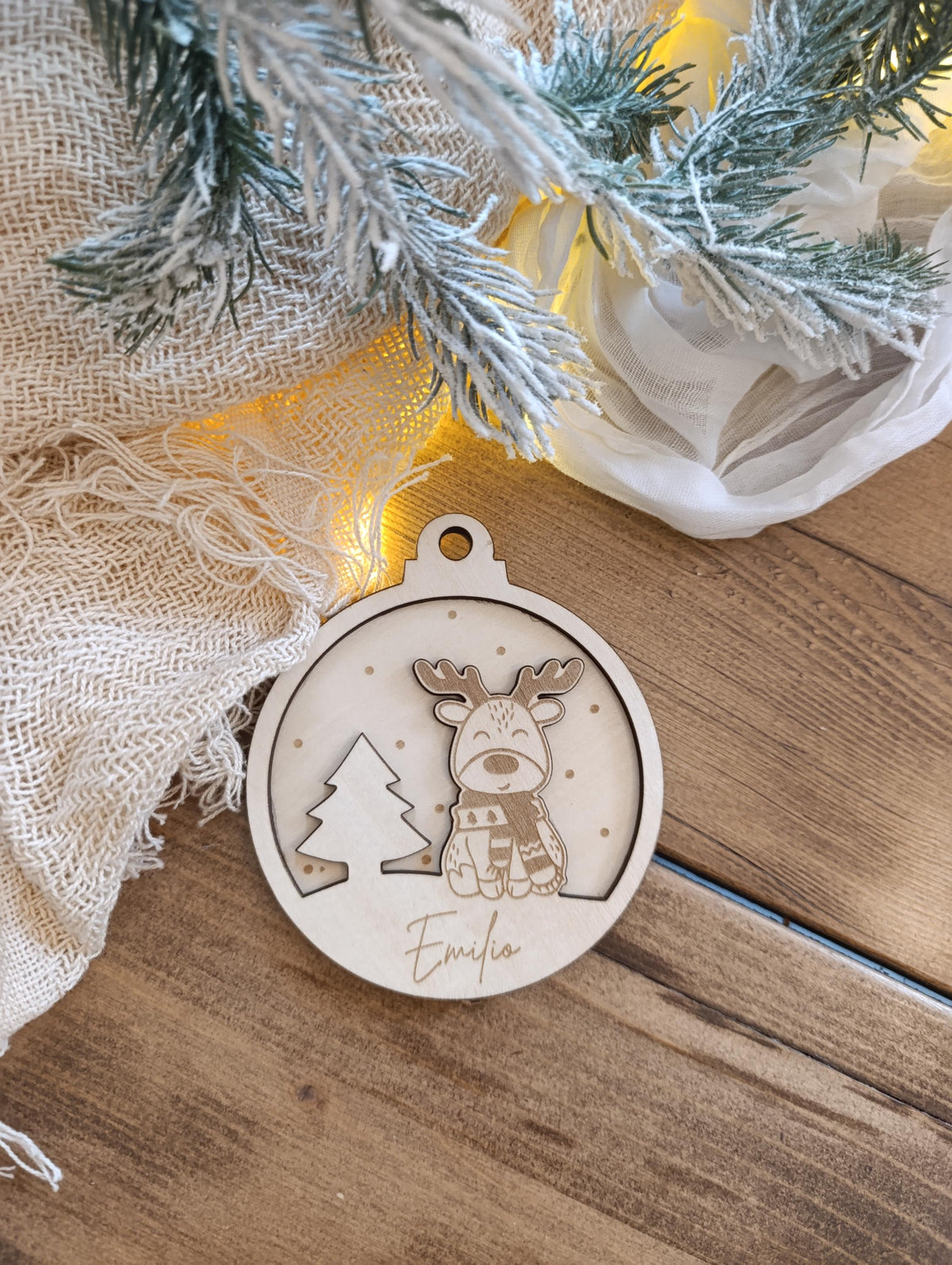 Weihnachtskugeln Elch Tannenbaum Personalisiert aus Holz Christbaumkugel Personalisiertes Geschenk Weihnachtsbaumdeko Weinachten Geweih