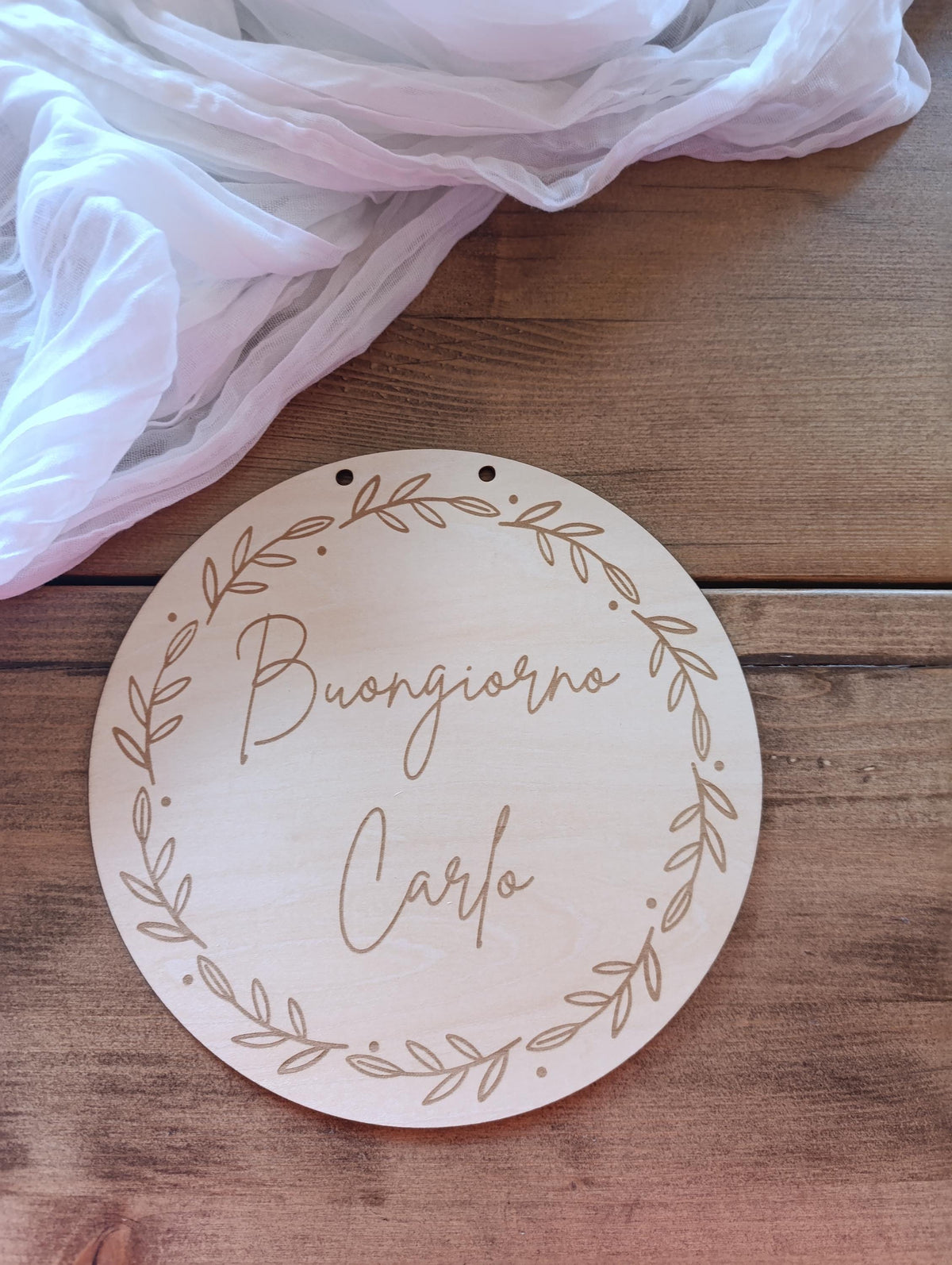 Namensschild rund Kinderzimmer floral | Geschenk zur Geburt | Türschild | Holzschild personalisiert | Wanddekoration | Babyzimmer | Name