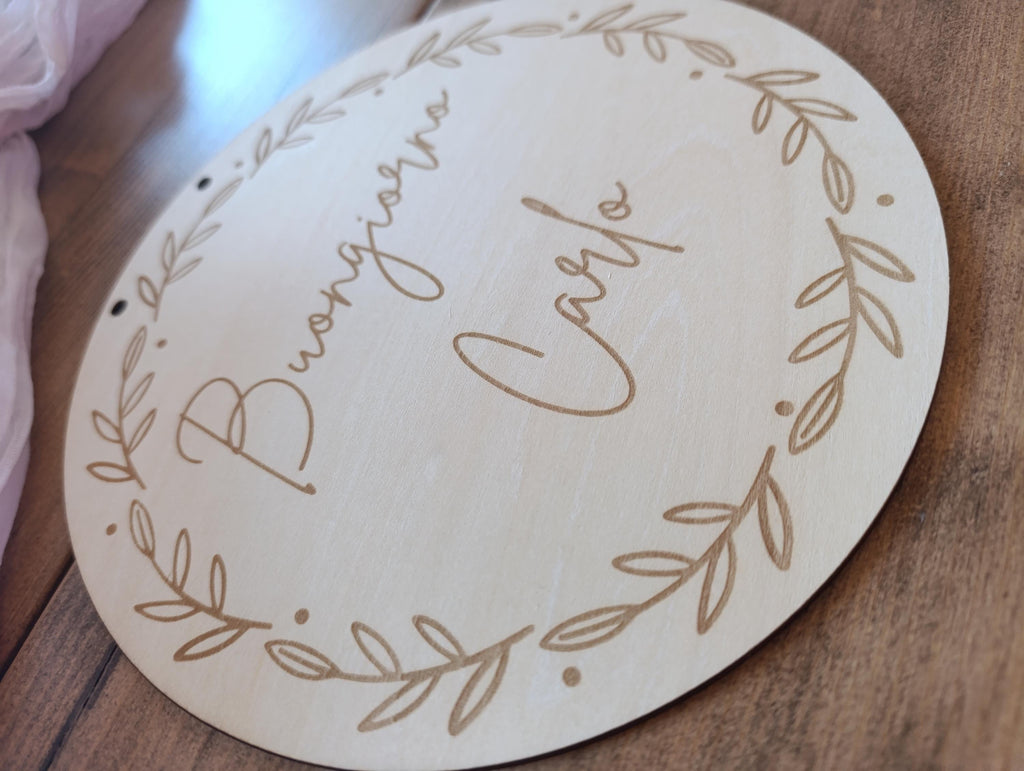 Namensschild rund Kinderzimmer floral | Geschenk zur Geburt | Türschild | Holzschild personalisiert | Wanddekoration | Babyzimmer | Name