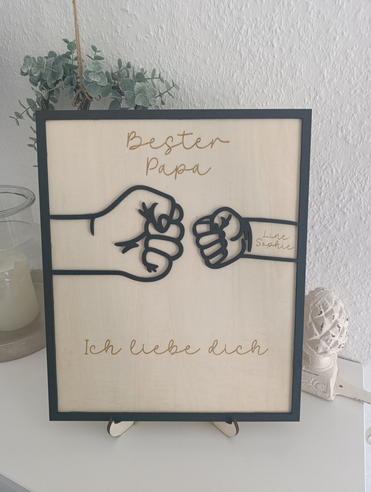 Bester Papa Bester Opa personalisiertes Holzbild Kinder Enkelkinder Fäuste check Vatertag Erinnerungen Herzensbotschaft Individuell