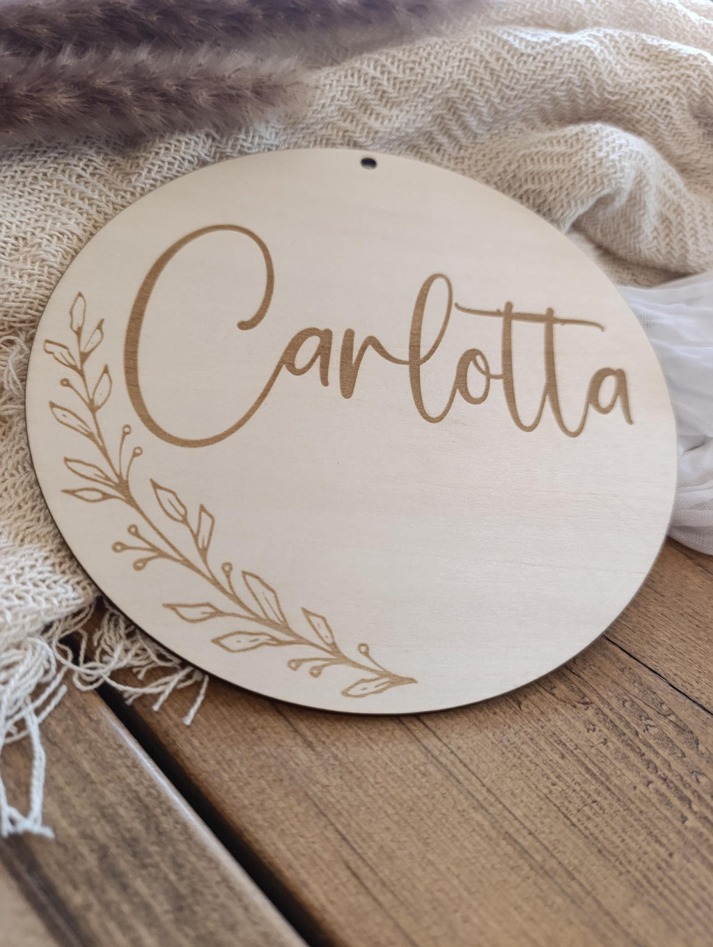 Namensschild rund personalisiert Kinderzimmer Floral Türschild Holzschild Wanddekoration Babyzimmer Geschenk Geburt Sterne Holzscheibe