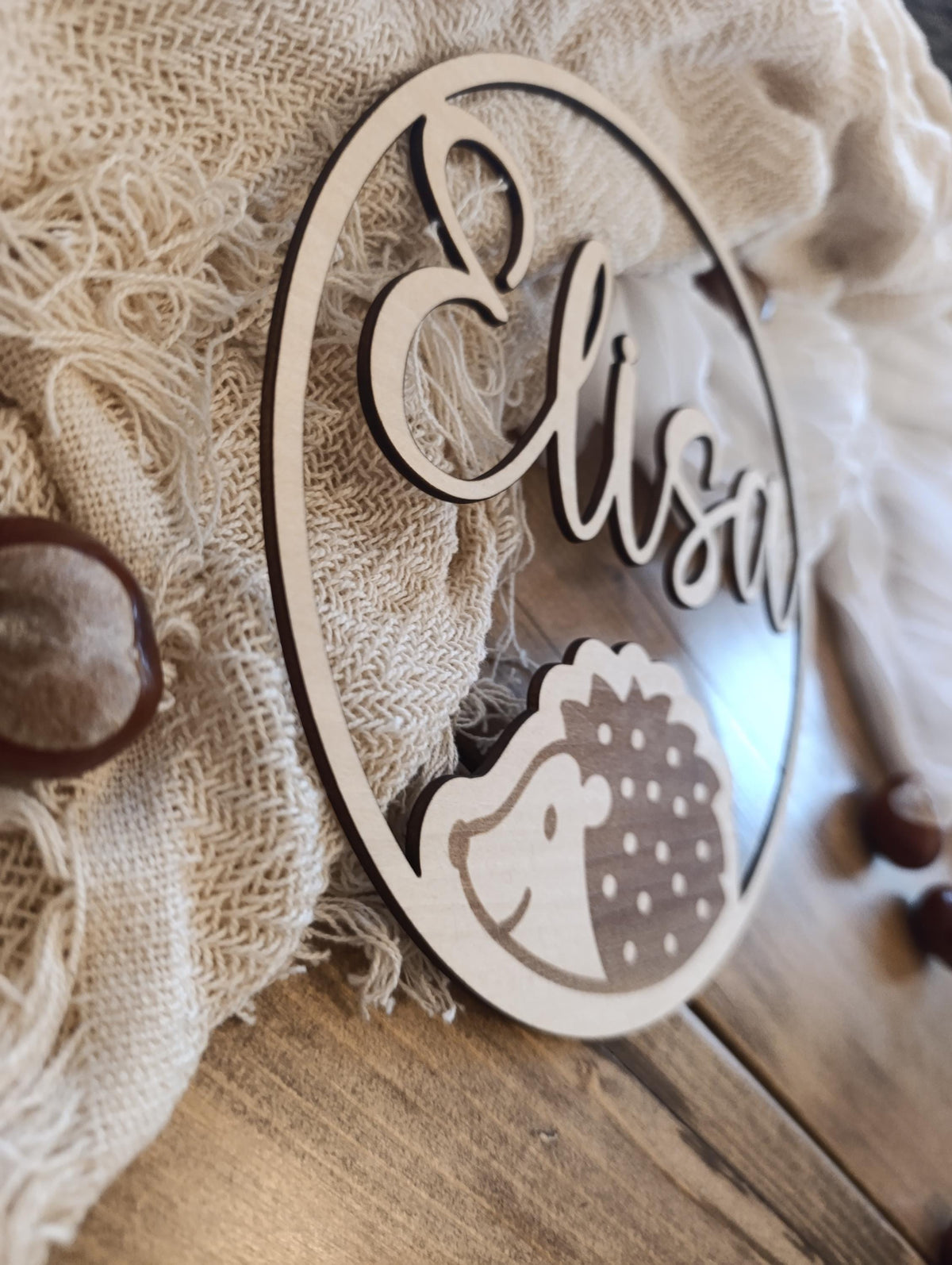 Personalisierter Türkranz aus Holz – Igel | Niedlicher Waldtiere Türkranz fürs Kinderzimmer als Wanddekoration oder Türkranz