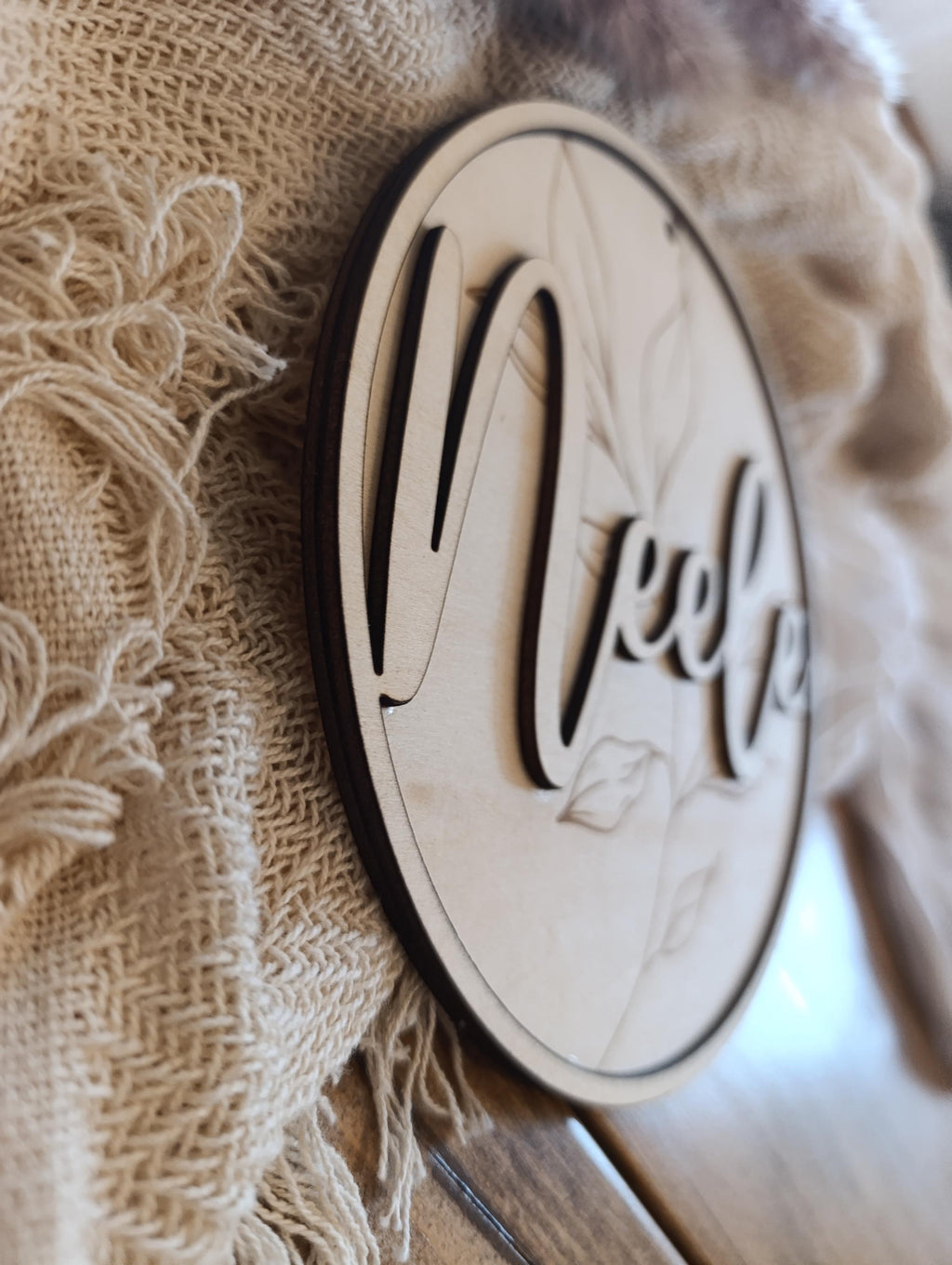 Namensschild Kranz personalisiert 3D Kinderzimmer Floral Türschild Holzschild Wanddekoration Babyzimmer Geschenk Geburt Holzscheibe