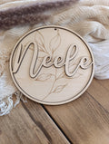 Namensschild Kranz personalisiert 3D Kinderzimmer Floral Türschild Holzschild Wanddekoration Babyzimmer Geschenk Geburt Holzscheibe