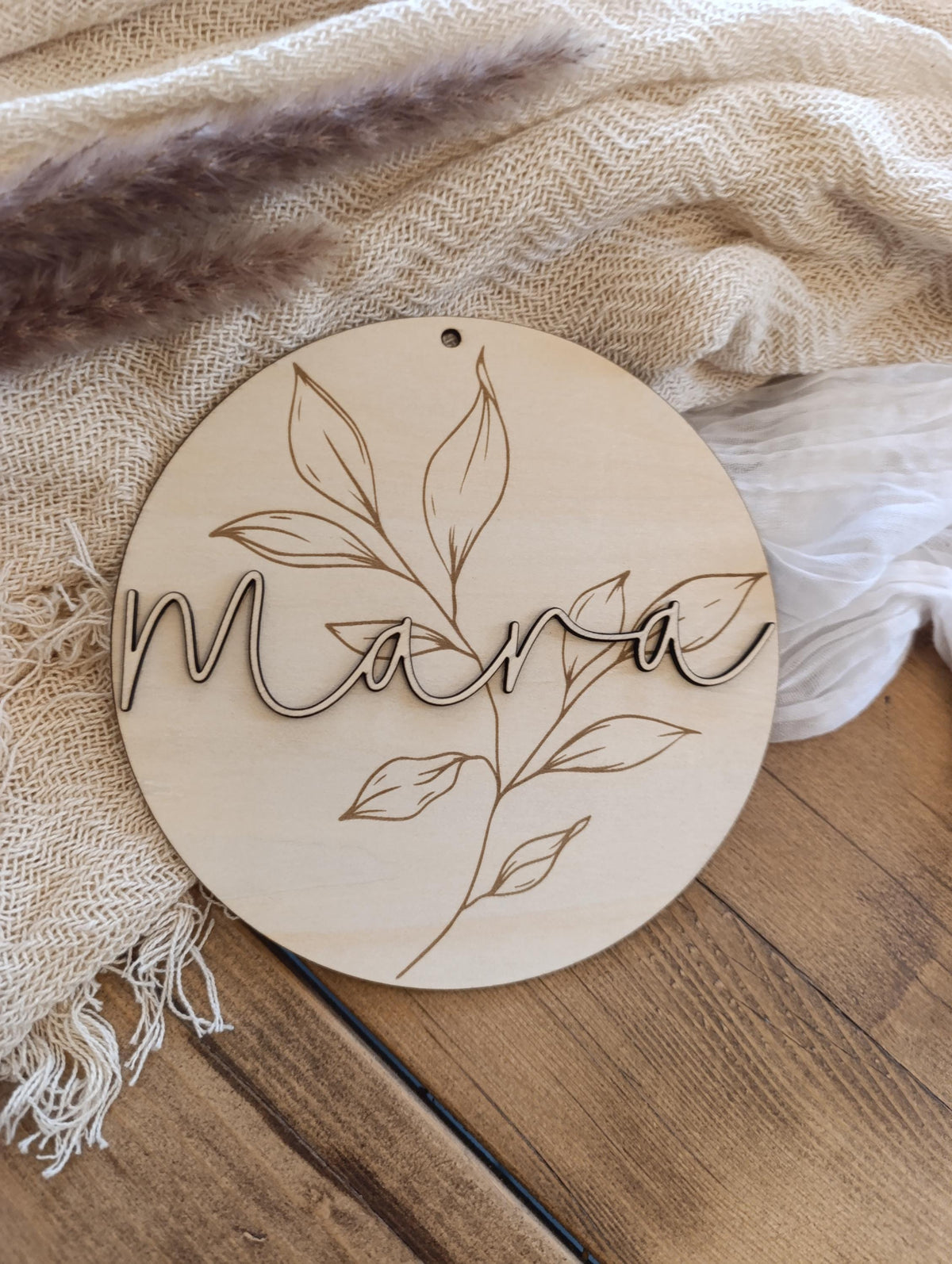 Namensschild Kranz personalisiert 3D Kinderzimmer Floral Schriftzug Türschild Holzschild Wanddeko Babyzimmer Geschenk Geburt Holzscheibe