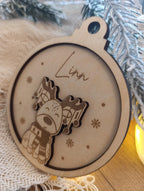 Weihnachtskugeln Elch Personalisiert aus Holz - Christbaumkugel Personalisiertes Geschenk-Weihnachtsbaumdekoration-Weihnachtsdekoration